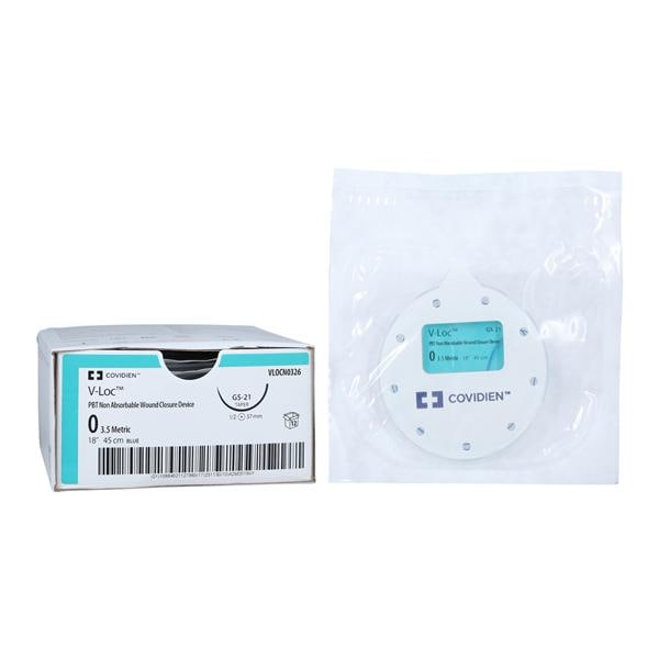 V-LOC PBT Suture 0 18" Polybutester Barbed GS-21 Blue 12/Bx