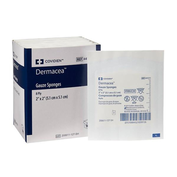 Dermacea 100% Cotton Gauze Sponge 2x2" 8 Ply Sterile LF
