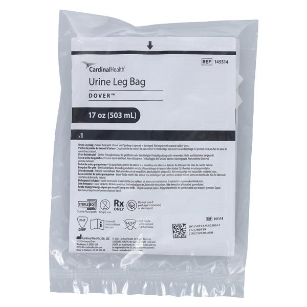 Curity Urinary Leg Bag 17oz Disposable Twist Turn Anti-Reflux Valve, 50 EA/CA