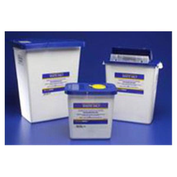 Monoject Pharmaceutical Waste Container 8gal Blue/White 11x15.5x17.75" Ld PP Ea, 10 EA/CA