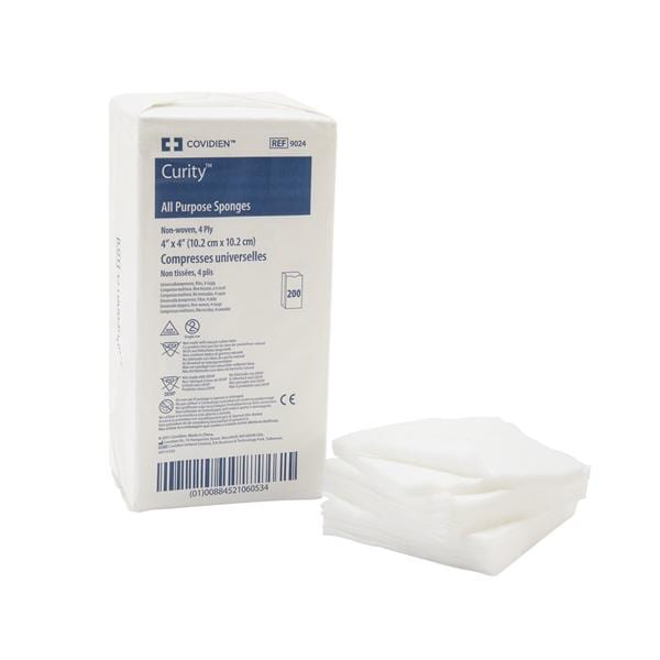 Curity Rayon/Polyester Blend Gauze Sponge 4x4" 4 Ply Non-Sterile Non-Woven LF, 10 PK/CA