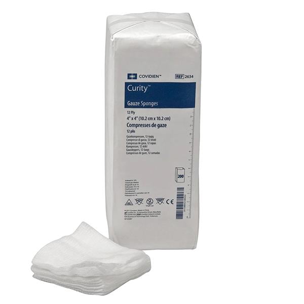 Curity 100% Cotton Gauze Sponge 4x4" 12 Ply Non-Sterile USP Type VII LF
