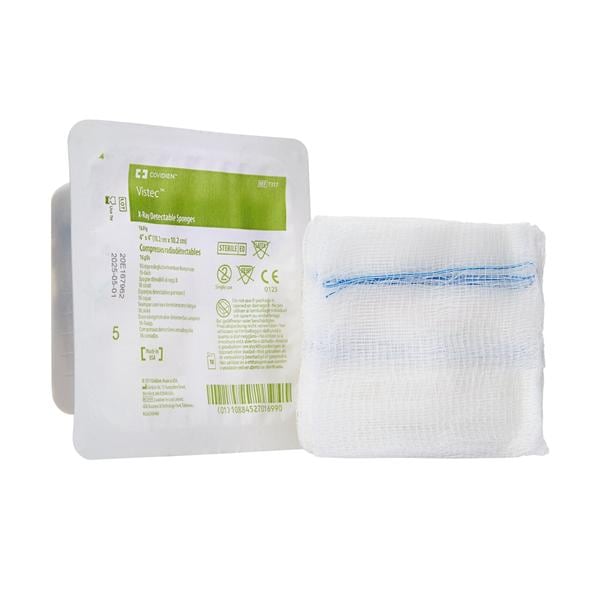 Vistec Cotton Gauze Type VII Sponge 4x4" 16 Ply Sterile X-Ray Detectable LF, 128 PK/CA