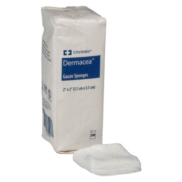 Dermacea 100% Cotton Gauze Sponge 2x2" 12 Ply Non-Sterile LF, 40 BG/CA