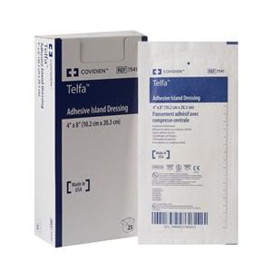 Telfa Cotton/Polyester Island Dressing 4x8" Sterile Non-Adherent Adhesive Abs LF