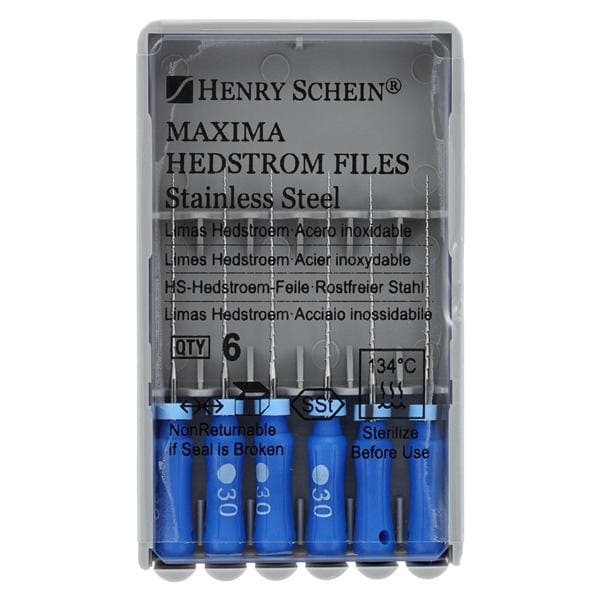 Maxima Hand Hedstrom Files 21 mm Size 30 Stainless Steel Blue 6/Bx product image