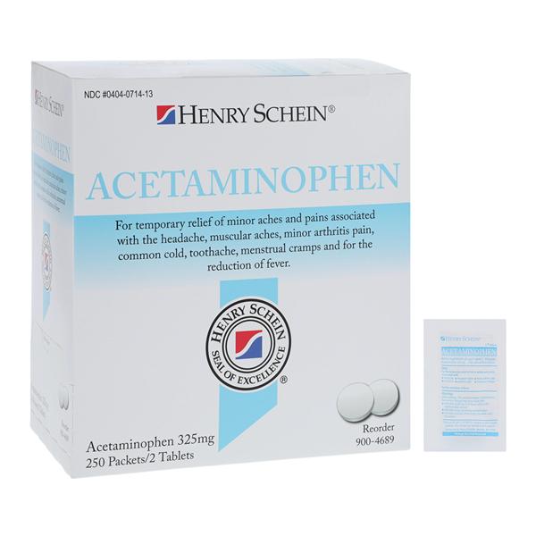 Henry Schein Pain Reliever Tablets 325mg Regular Strength Pouch 250x2/Bx product image