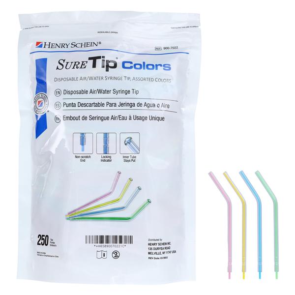 Sure Tip Colors HSI Air / Water Tip Assorted 250/Bg