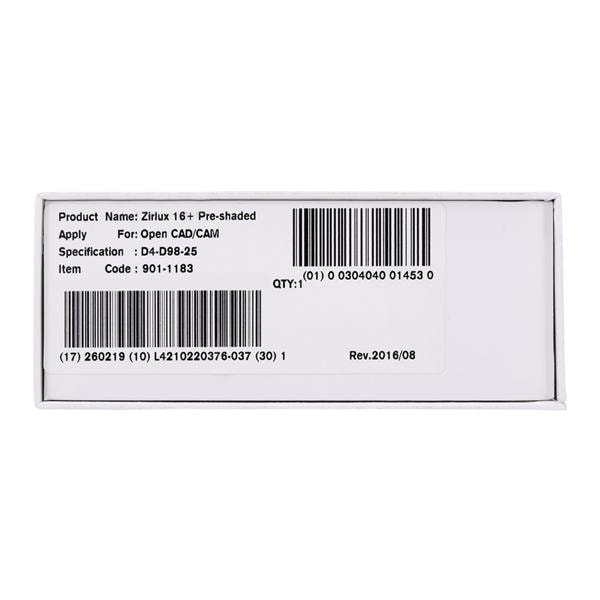 Zirlux 16+ Zirconia Disc D4 98x25 Ea