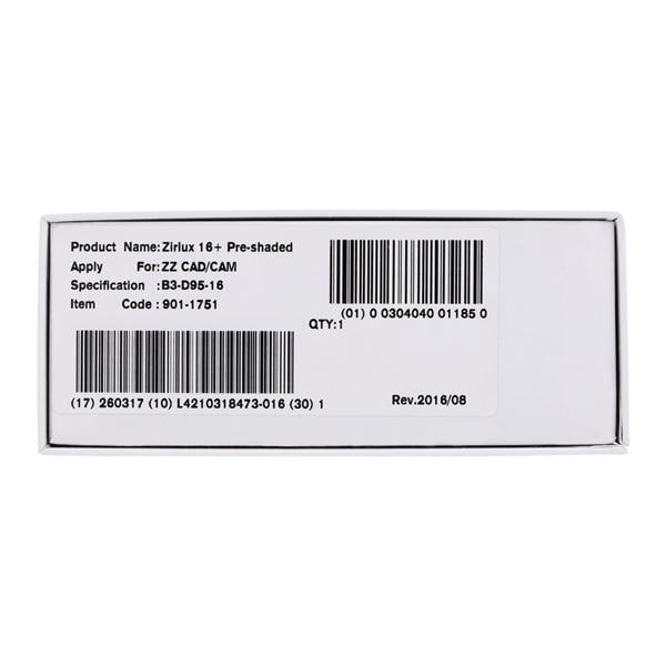 Zirlux 16+ Zirconia Disc B3 95x16 Ea