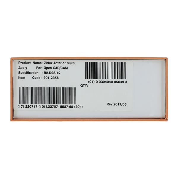 Zirlux Anterior Multi Zirconia Disc B2 98x12 Ea