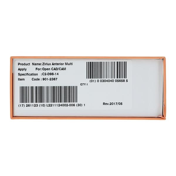 Zirlux Anterior Multi Zirconia Disc C2 98x14mm Ea