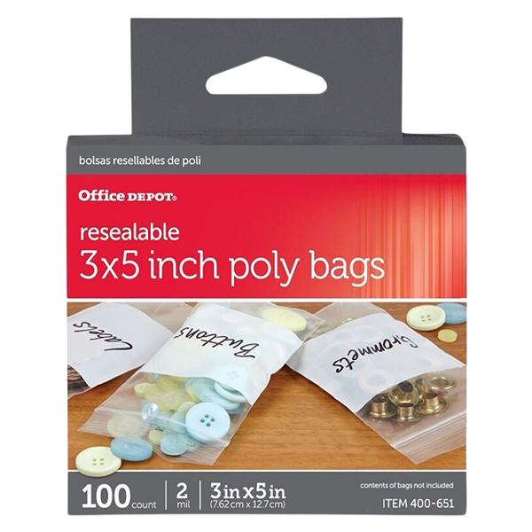 Reclosable Bags With Write-On Panel 3 in x 5 in 100/Bg