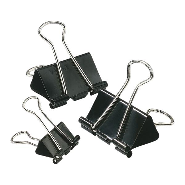 Binder Clips Small 3/4 in Capacity Black 12/Bx