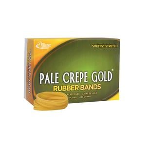 Alliance Pale Crepe Gold Rubber Bands #32 3 in x 1/8 in 1 Lb 1100/Bx
