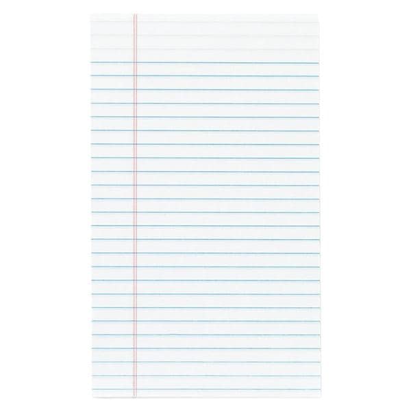 Jr. Glue-Top Writing Pads 5 in x 8 in Legal Ruled 50 Sheets White 12/Pk