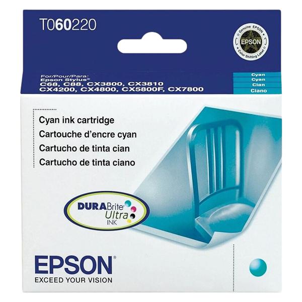 Epson 60 (T060220-S) DuraBrite Ultra Cyan Ink Cartridge Ea product image