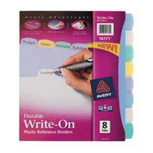 Write-On Divider w/ Erasable Tab 8.5 in x 11 in Multicolor 8 Tabs Ea