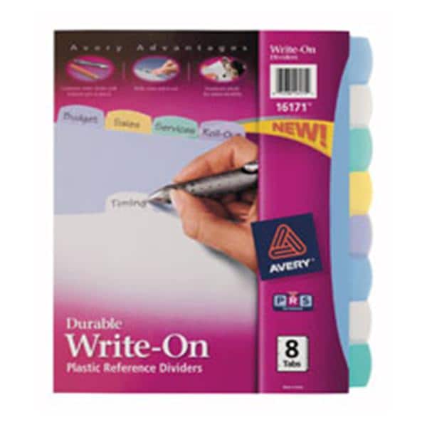 Write-On Divider w/ Erasable Tab 8.5 in x 11 in Multicolor 8 Tabs Ea