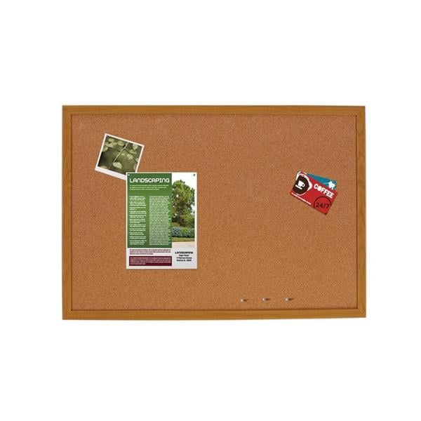 Foray Cork Bulletin Board Oak Finish Frame 36 in x 24 in Ea product image