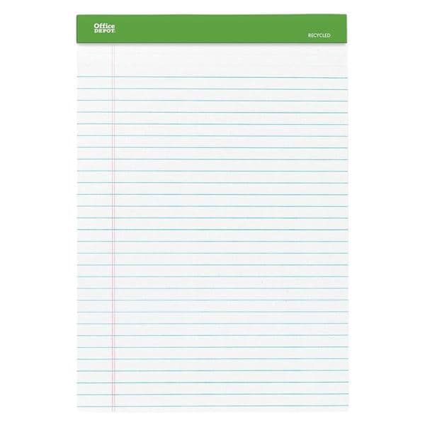 Perforated Writing Pad 8.5 in x 11.75 in 50 Sheets White 6/Pk product image