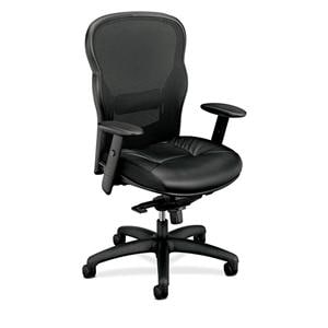 Basyx VL701 Series High-Back Leather/Mesh Chair Black/Black Ea