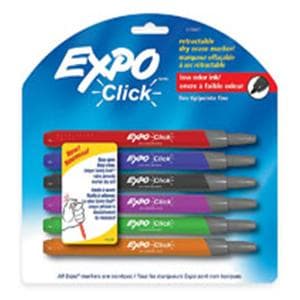 EXPO Click Fine-Point Dry-Erase Markers Assorted 6/Pack 6/Pk