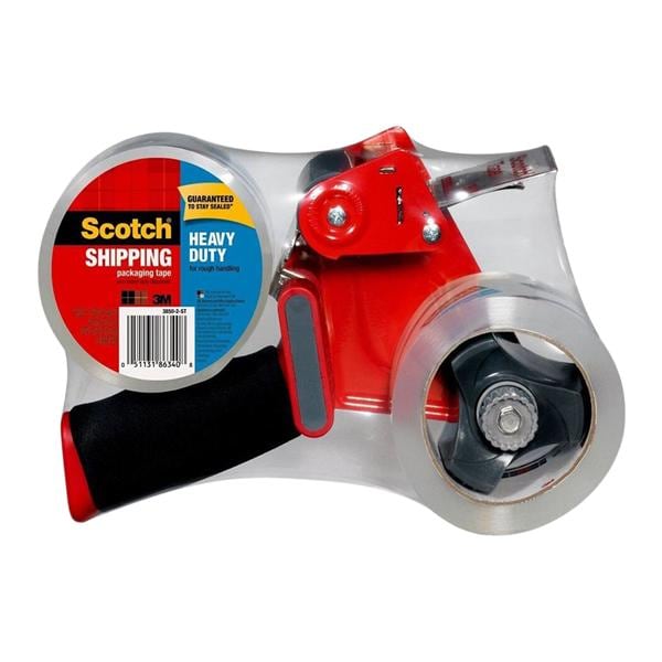 Scotch Tape Dispenser 2 Rolls Heavy-Duty Shipping Tape Clear 2/Pk product image