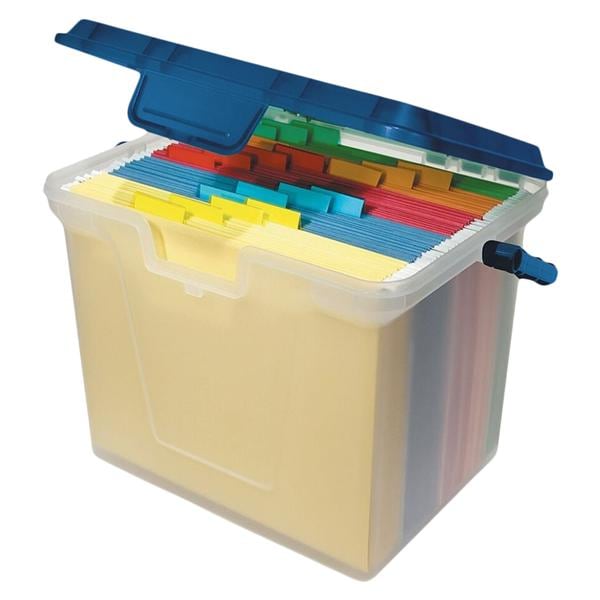 Portable File Box 10 11/16 in x 14 11/16 in x 10 3/8 in Clr/Navy Ea product image