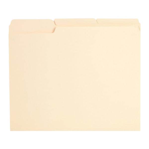 Reinforced File Folder 1/3 Cut Tabs 8.5 in x 11 in Manila 100/Box 100/Bx