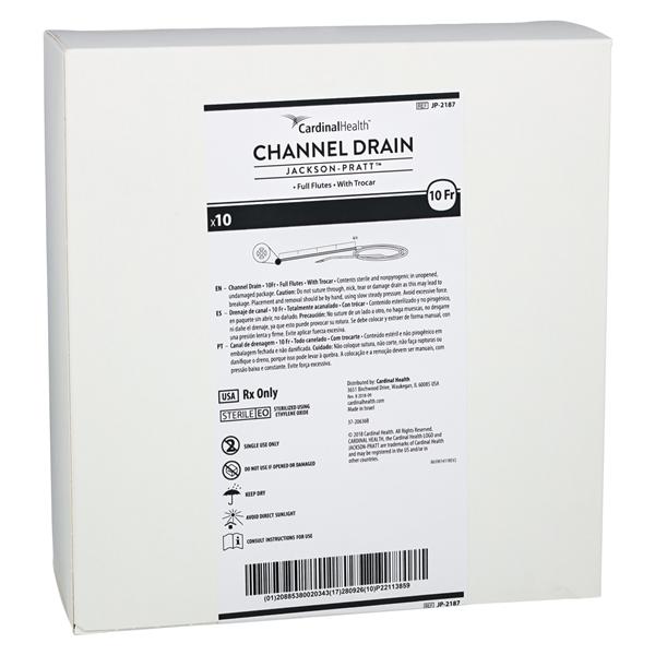 Jackson-Pratt Silicone Channel Drain 10Fr Round Tip 4-Channel Full Fluted, 8 BX/CA