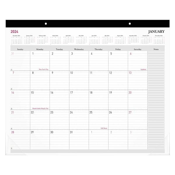 2024 Mnthly Dsk Pd Calendar 21-3/4x17" Blk/White Jan-Dec 2024 OD202600 Ea product image