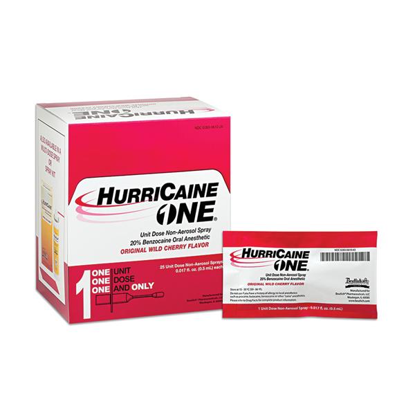 Hurricaine One Anesthetic Spray Wild Cherry 25/Bx