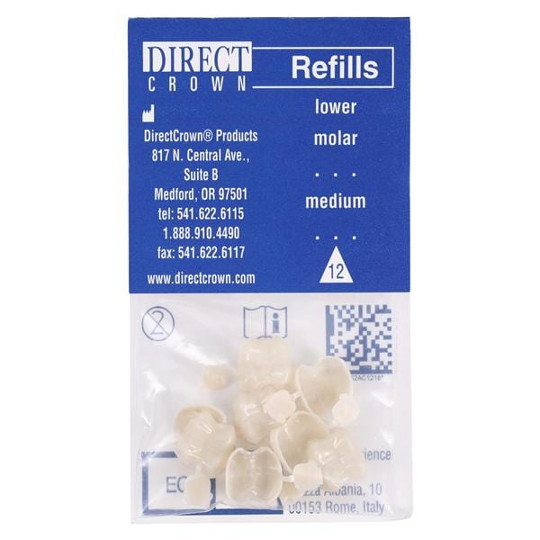 DirectCrown Crowns Size AC12 Lower Molar Replacement Crowns 8/Bx