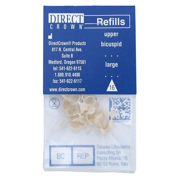 DirectCrown Crowns Size AC16 Upper Bicuspid Replacement Crowns 8/Bx