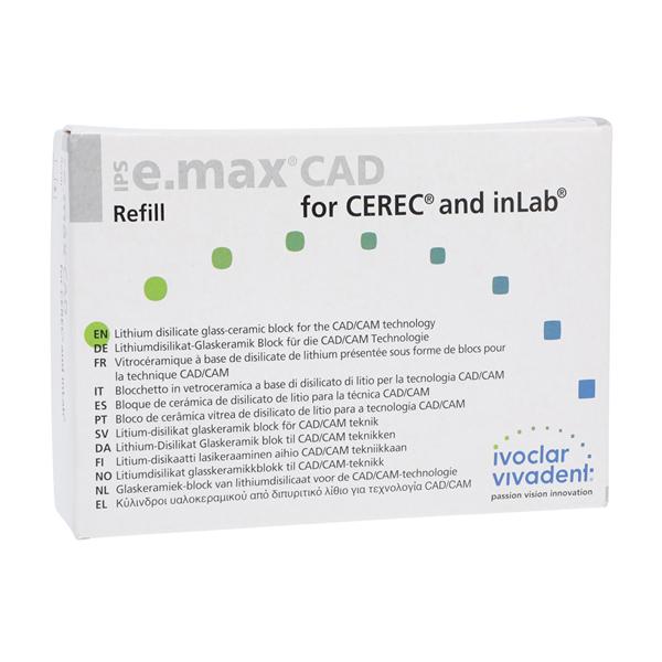 IPS e.max CAD LT Milling Blocks Low Translucency A14 (S) D2 For CEREC 5/Pk