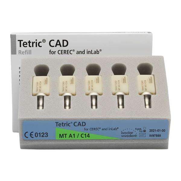 Tetric CAD MT Milling Blocks Medium Translucency C14 A1 For CEREC 5/Pk thumbnail 2
