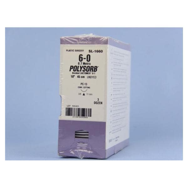 Polysorb Suture 6-0 18" Polyester Braid PC-13 Undyed 36/Ca