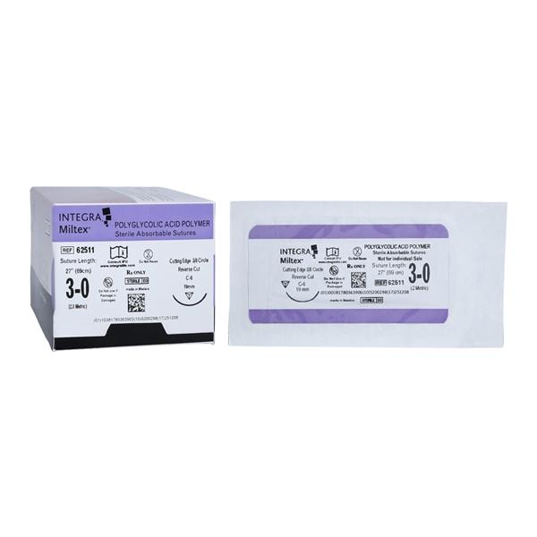 Suture 3-0 27" Polyglycolic Acid Braid C-6 Purple 12/Bx thumbnail 2