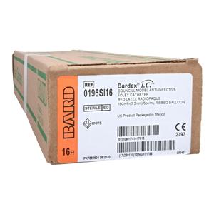 Catheter Foley Bardex 16Fr 5cc Shrt Opn Tp Rbr Slvr/Hydrgl Ct 2Wy 16 12/Ca