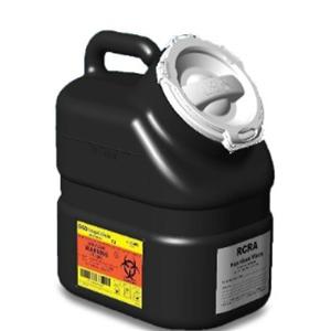 RCRA Hazardous Waste Container 3gal Black 12x10.5x7.5" Hinge Lid Plastic Ea, 12 EA/CA