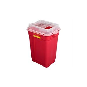 Sharps Container 19gal Red/Clear 14-3/4x20x26-1/4" Sliding Lid Plastic Ea, 5 EA/CA