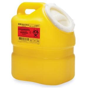 Sharps Container 3gal Clear/Yellow 7-1/2x10-1/2x12" Hinge Lid Plastic Ea