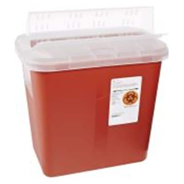 Sharps Container 2gal Red 7.25x10.5x12.75" Horizontal Drop Plastic Ea, 20 EA/CA