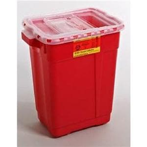 Sharps Container 9gal Red/Clear 11-3/4x17-3/4x18-1/2" Hng Tp Tmp Clsr Plstc 8/Ca