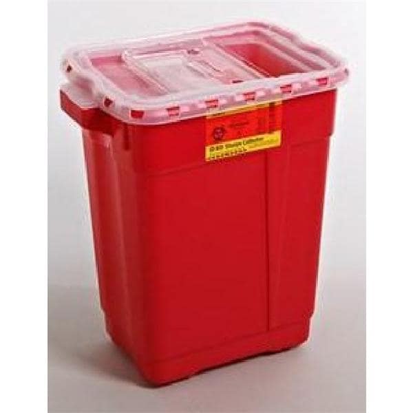 Sharps Container 9gal Red/Clear 11-3/4x17-3/4x18-1/2" Hng Tp Tmp Clsr Plstc 8/Ca
