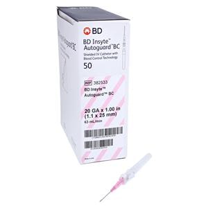 Insyte Autoguard Blood Control Catheter Shielded 20 Gauge 1" Pink 50/Bx
