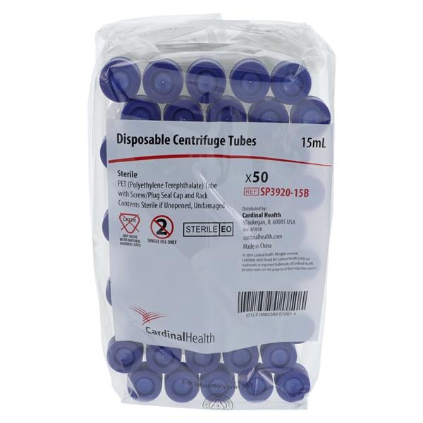 Centrifuge Tube Polypropylene 15mL Sterile 500/Ca