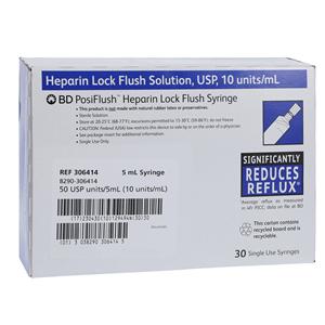 Heparin Lock Flush IV Flush Solution 10u/mL Prefilled Syringe 5mL 30/Package