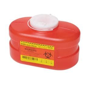 Sharps Container 3.3qt Red/Clear 5-3/10x9-1/10x5" Hinge Lid/Petals Plastic EA, 24 EA/CA